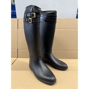 Women's Burberry Black Rubber Knee‎ Rain Boots Size EU 38 / 7.5/8 US